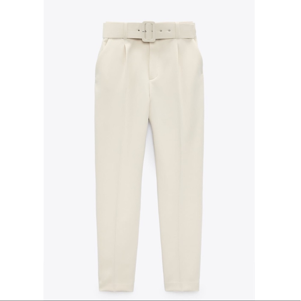 ZARA HIGH WAISTED BELTED PANTS NEW UNWORN